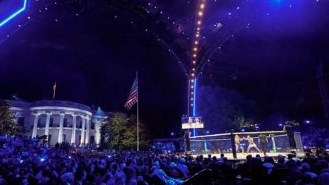 Trump Turns White House Lawn into UFC Octagon for 80th Birthday